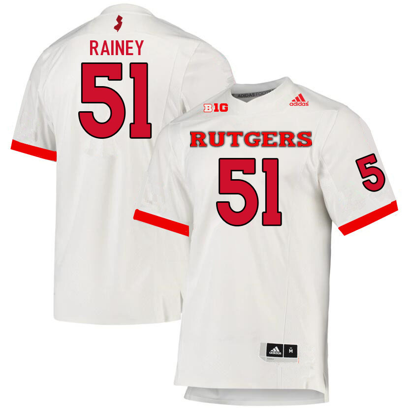 Men #51 Troy Rainey Rutgers Scarlet Knights College Football Jerseys Sale-White